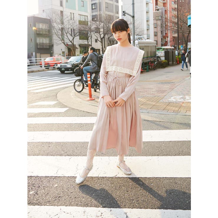 レースカラーセーラーワンピース[品番：MKSW0020917]｜merry jenny