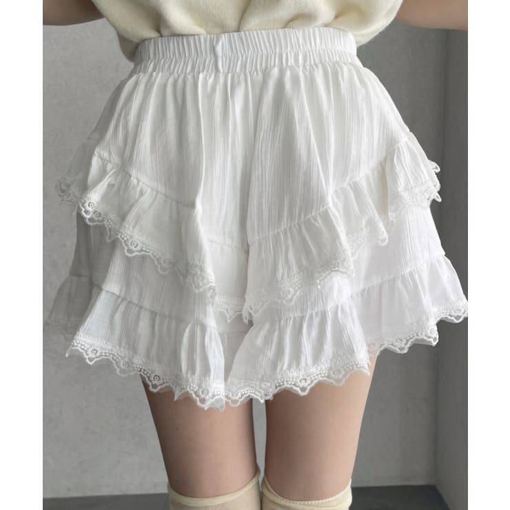 インパン裏地 レース フリル ミニスカート[品番：ORGW0009117]｜Ada
