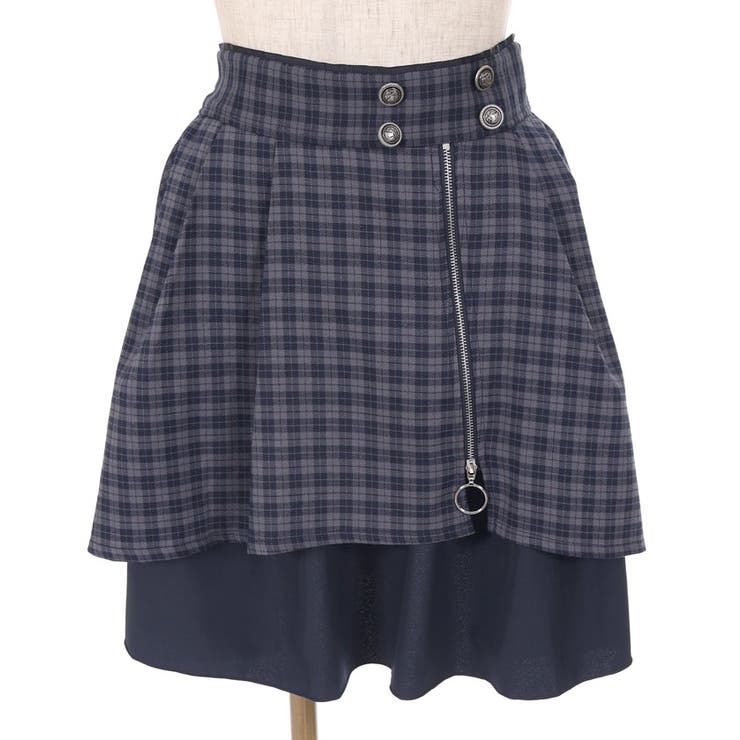 チェーンファスナー付ミニスカート[品番：IGAW0005765]｜axes femme