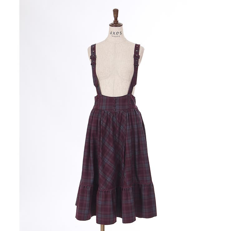 サスペンダー付チェック柄スカート[品番：IGAW0005603]｜axes femme