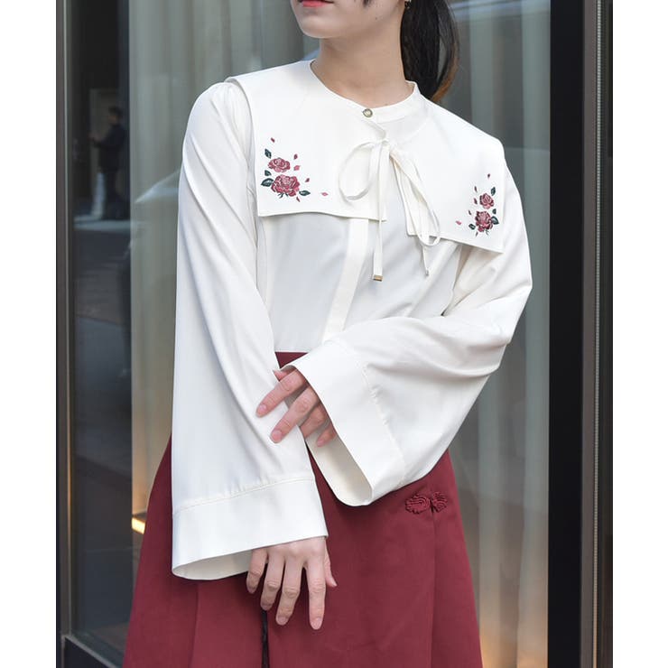薔薇刺繍付け襟セットブラウス[品番：IGAW0005881]｜axes femme