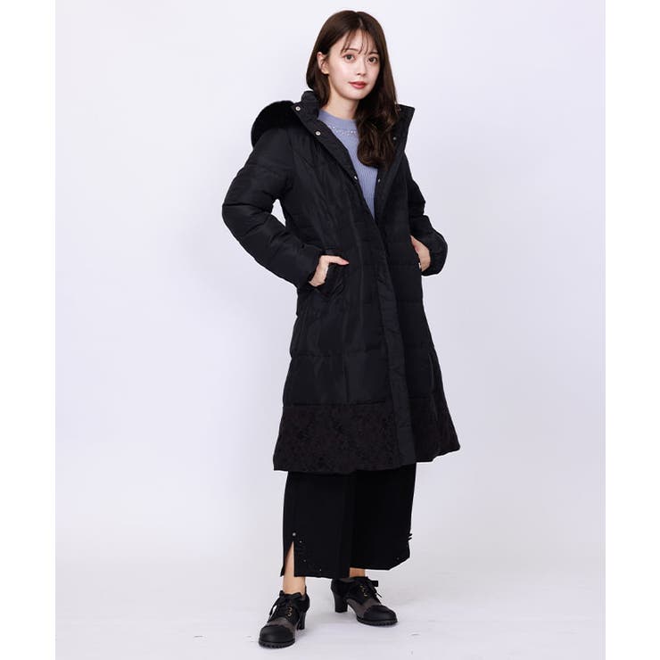 裾レースロングダウンコート[品番：IGAW0005703]｜axes femme