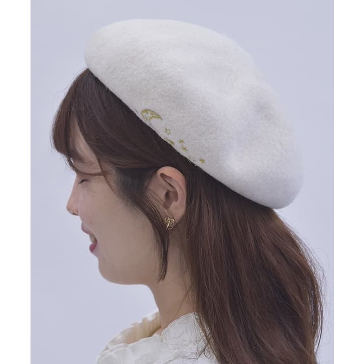 月×星刺繍ベレー[品番：IGAW0005315]｜axes femme（アクシーズファム