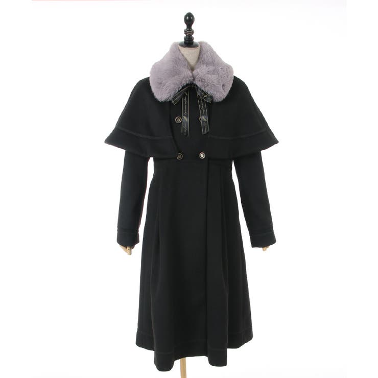 ファー襟付ケープロングコート[品番：IGAW0004046]｜axes femme