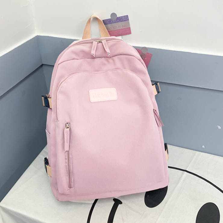 ロゴプレート 6ポケット付き シンプルバックパック[品番：ADEW0003616