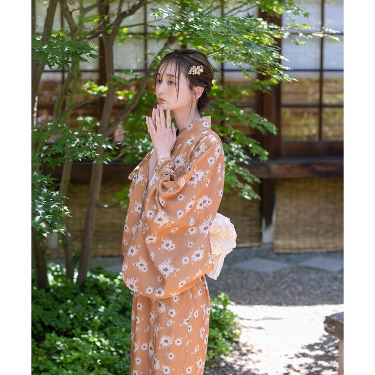 3点セット ひまわり柄セパレート2WAY浴衣セット[品番：ADEW0004456