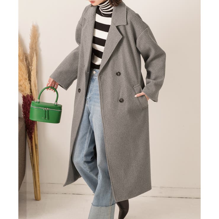 ビッグシルエット ロングチェスターコート[品番：ADEW0004280]｜ad