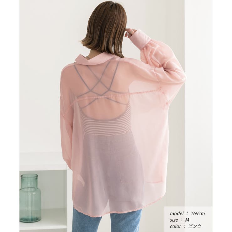 ビッグシルエット カラーシアーシャツ[品番：ADEW0003965]｜ad thie