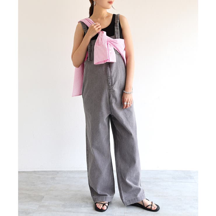 フロントジップ コットンツイル サロペット[品番：AZ000003713]｜andme