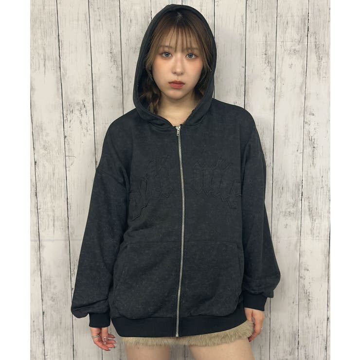 裏毛素材×ファーフード取外し可》ヴィンテージ風ZIPパーカー／秋冬