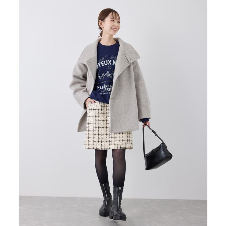 ツイードチェックミニスカート/セットアップ対応・リンクコーデ[品番