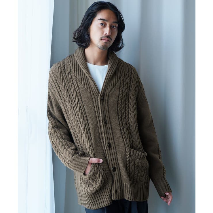 ショールカラー カーディガン メンズ[品番：JG000014359]｜JIGGYS SHOP