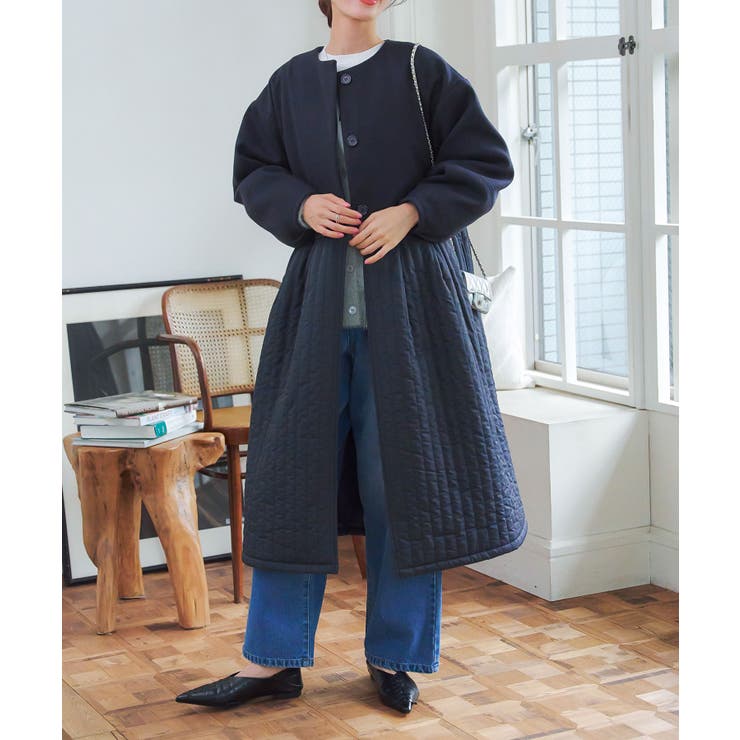 2wayフェイクウール×キルティングコート［K1312］[品番：KO000014899