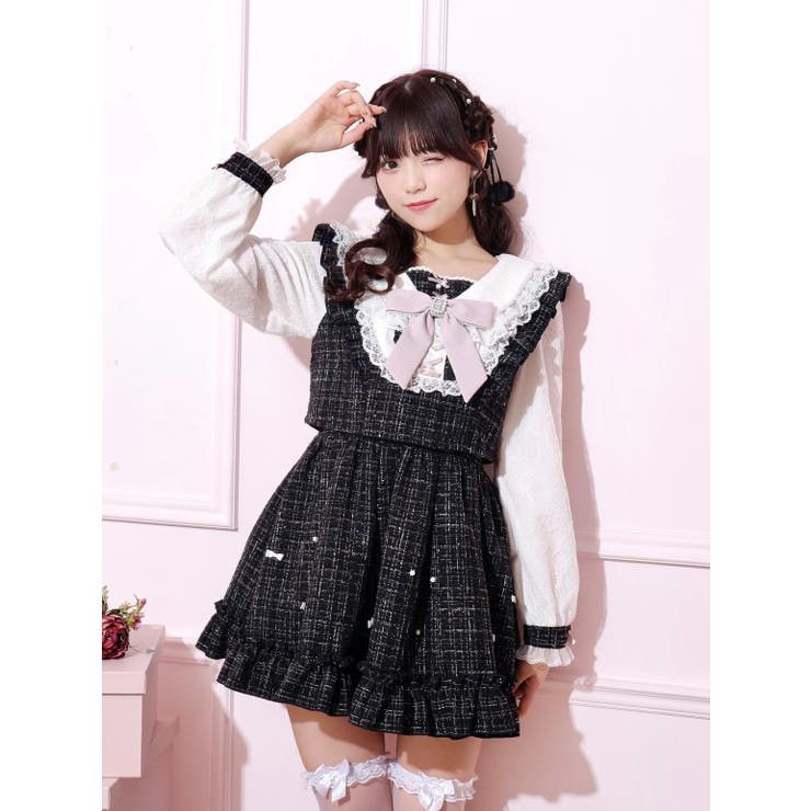 メニーリボンキラキラツイードワンピース[品番：PLMW0013490]｜NOEMIE