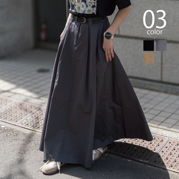 SETUP7】ベルト付きタックロングスカート KNF039[品番：TTMW0001898