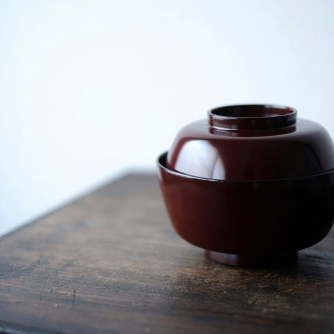 時代 総潤塗 蓋付椀 (明治時代) – 逢季荘