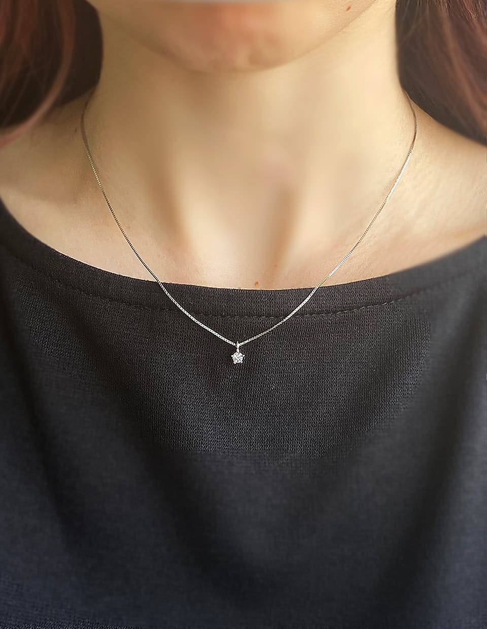 CZ 3mmダイヤカットネックレス SV925 – 金属アレルギー対応の