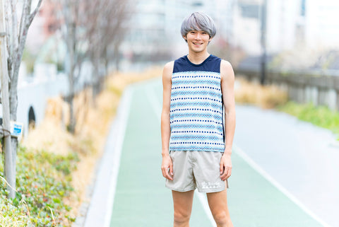 MMA Racing Sleeve-less version. Mitsuka BLUE DOT BORDER - 三津家