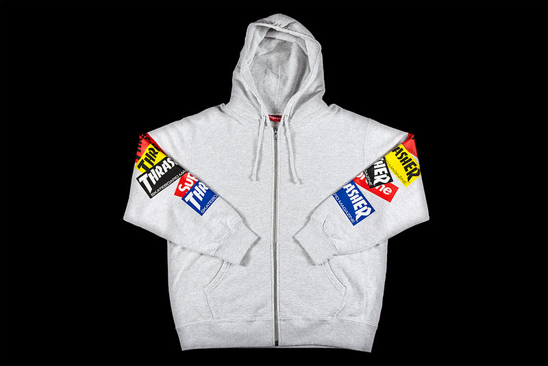 SUPREME THRASHER MULTI LOGO ZIP UP HOODED SWEATSHIRT - PROJECT BLITZ