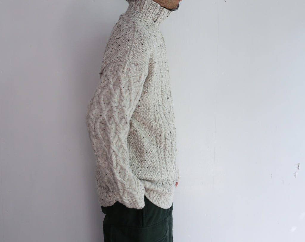 AURALEE WOOL BABY ALPACA NEPPED CABLE KNIT TURTLE NECK P/O – Chum!