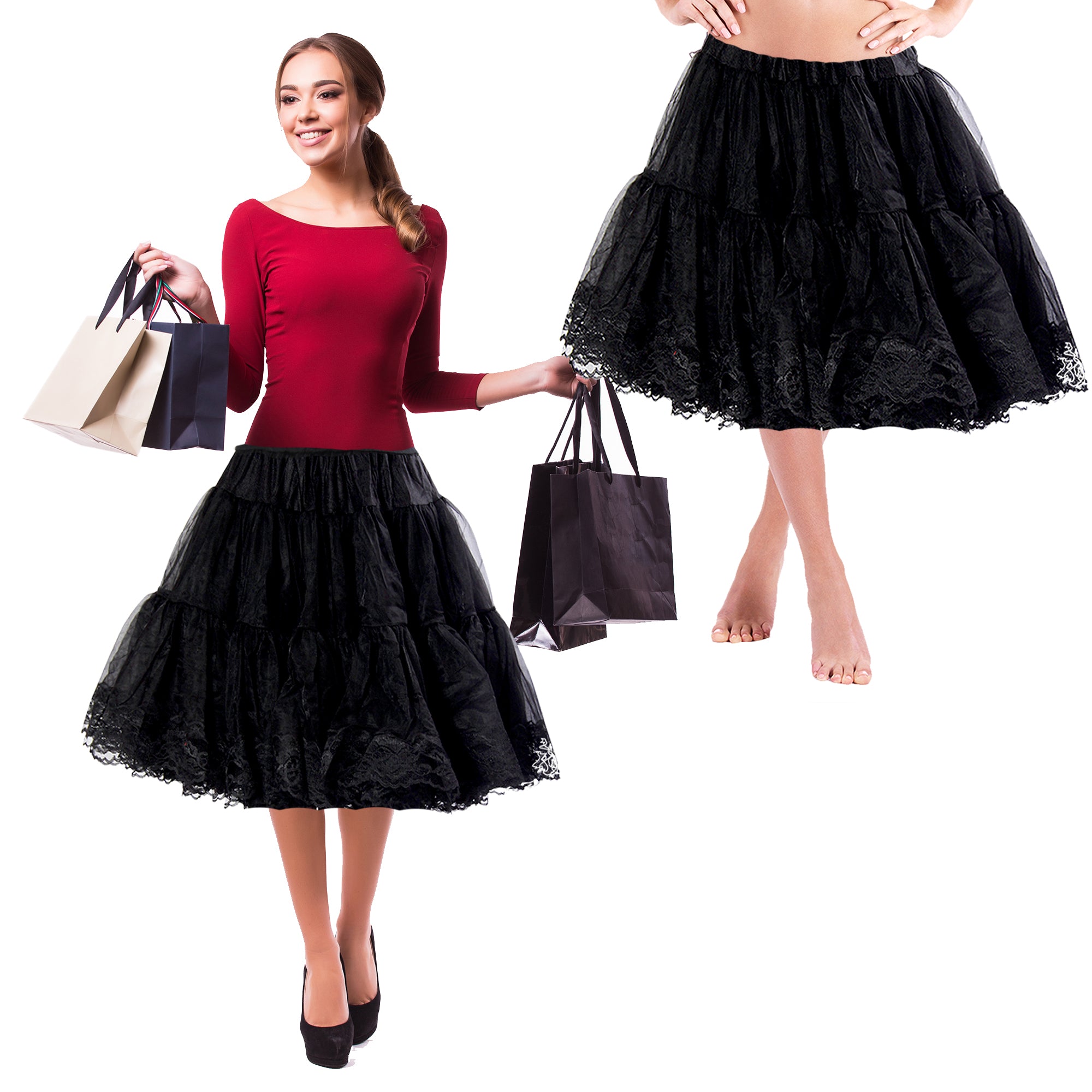 Zooey Luxury Chiffon Adult Petticoat Slip - Black – Malcomodes.biz