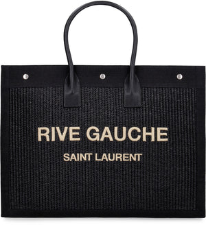 Saint Laurent - Rive Gauche woven straw tote black - The Corner