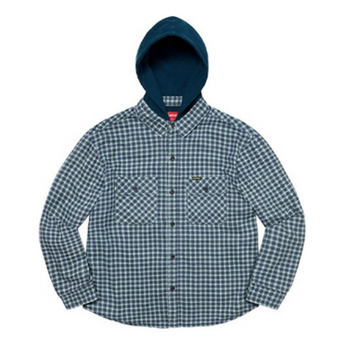 Supreme Hooded Flannel Zip Up Shirt 'Black Grey' SUP-FW21-263