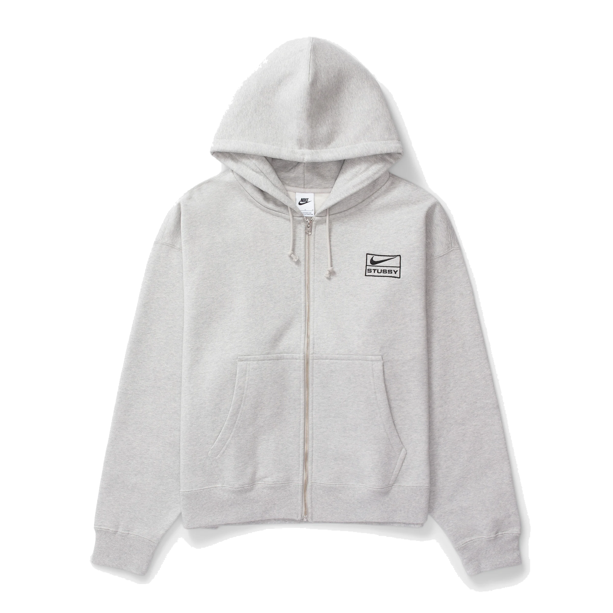 Nike x Stussy SS24 Full-Zip Fleece Hoodie 'Grey Black' FJ9181-050