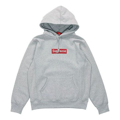 Supreme Cross Box Logo Hooded Sweatshirt 'Grey Red' SUP-FW20-335