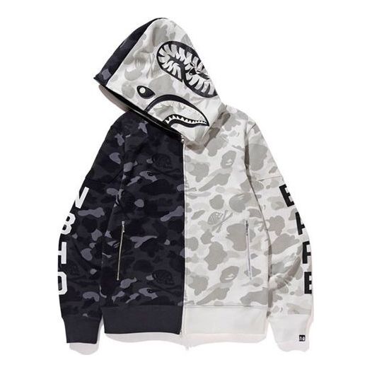 A Bathing Ape x Neighborhood Shark Camo Full Zip Hoodie 'Grey