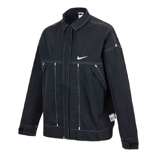 WMNS) Nike SS22 Sportswear Swoosh Back Logo Printing Woven Jacket