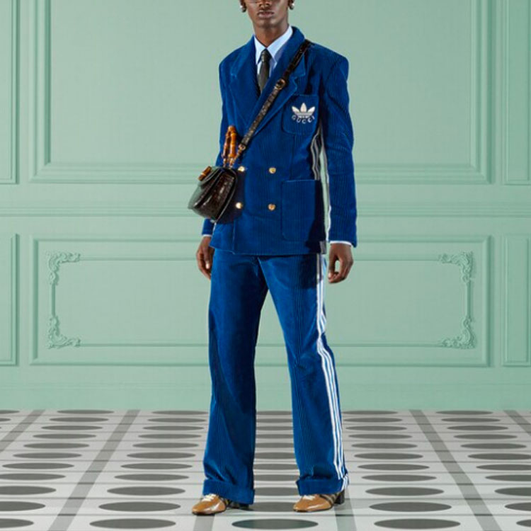 Gucci x adidas Corduroy Trousers With Horsebit In Blue 696656