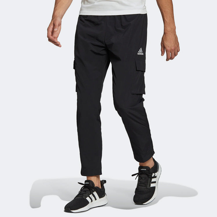 Men's adidas Solid Color Logo Cargo Pocket Casual Sports Pants