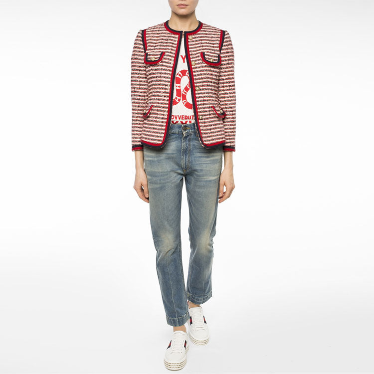 WMNS) Gucci Stripe Jacket Red 482665-ZKM24-9381