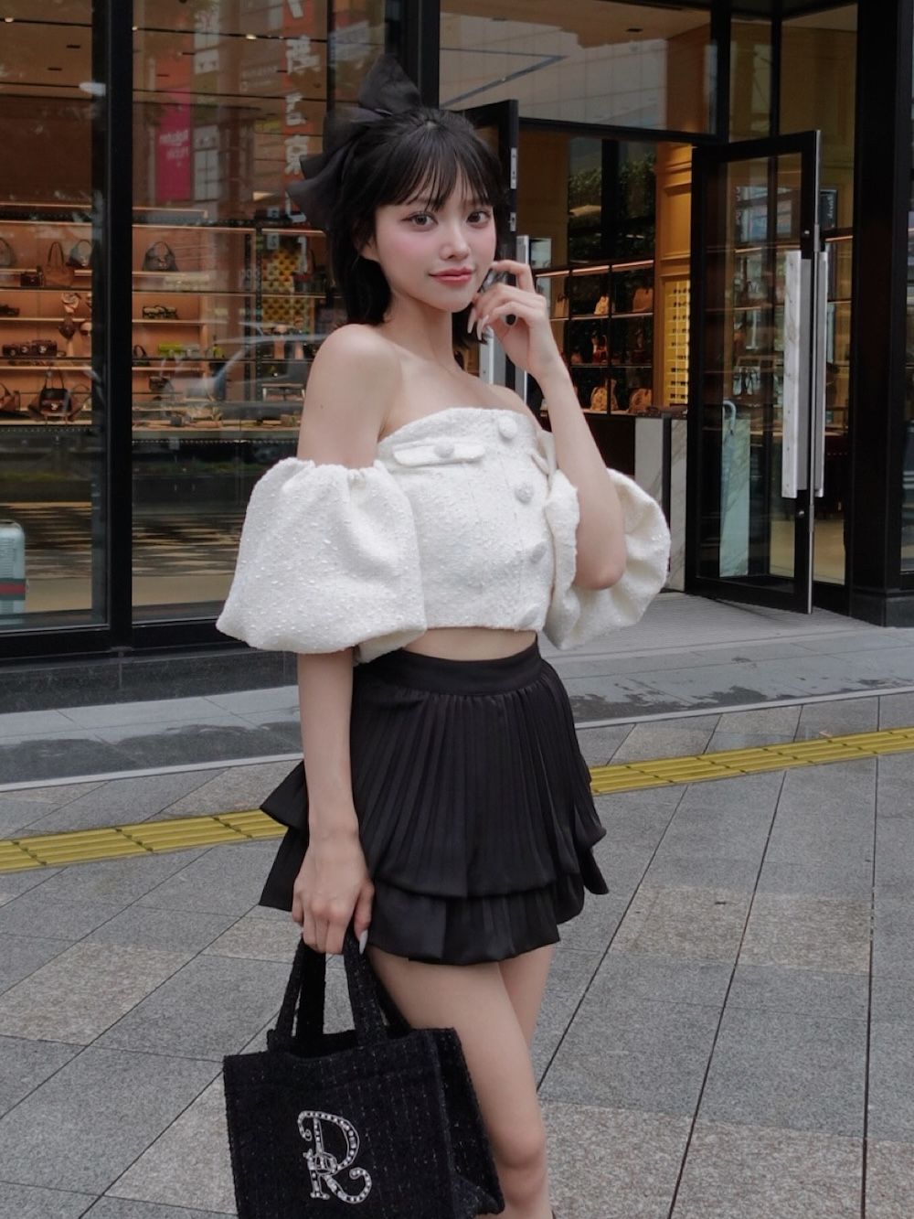 Darich♡ホルターネックオフショルツイードトップス♡DRビジュー