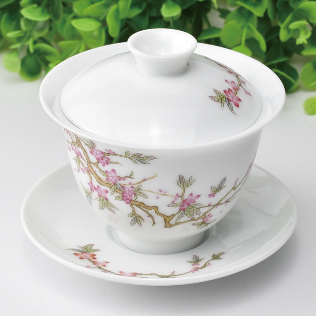 蓋碗｜貼花桃花｜中国茶器専門店の通販・天香茶行