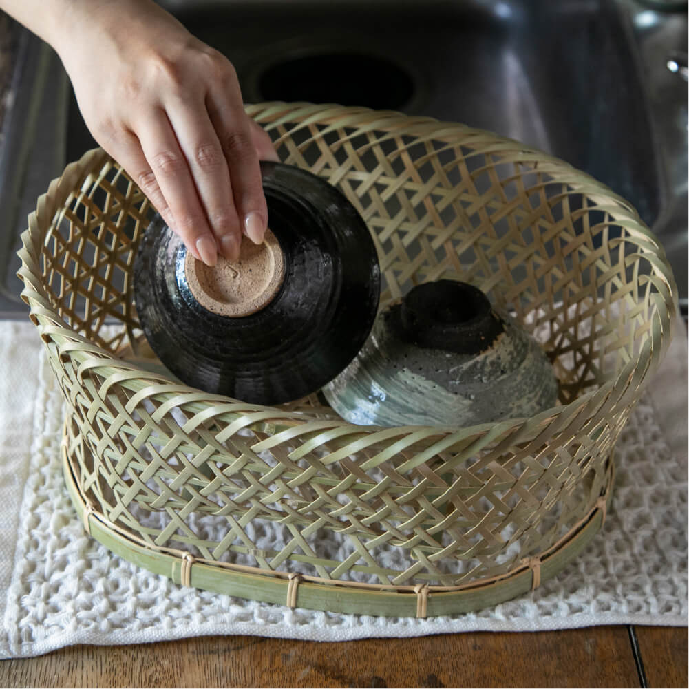 洗い物の新しい定位置】竹籠工房 ゴマコチ 茶碗かご 小 ｜のレン神楽坂