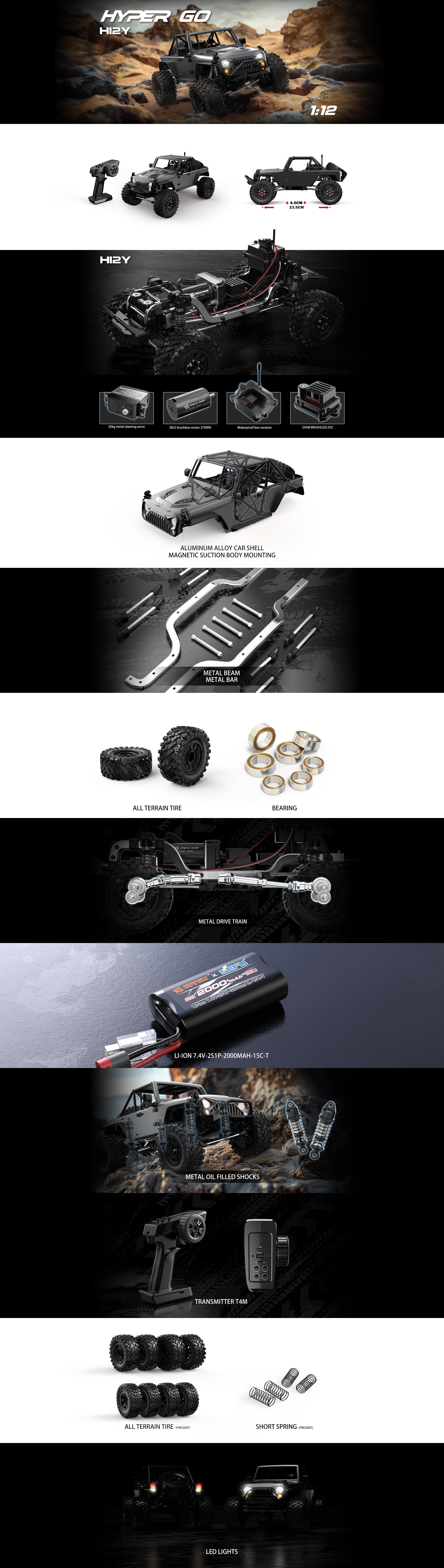 MJX Hyper Go H12Y/H12Y+ 1:12スケール RCクローラー - 極限のオフ