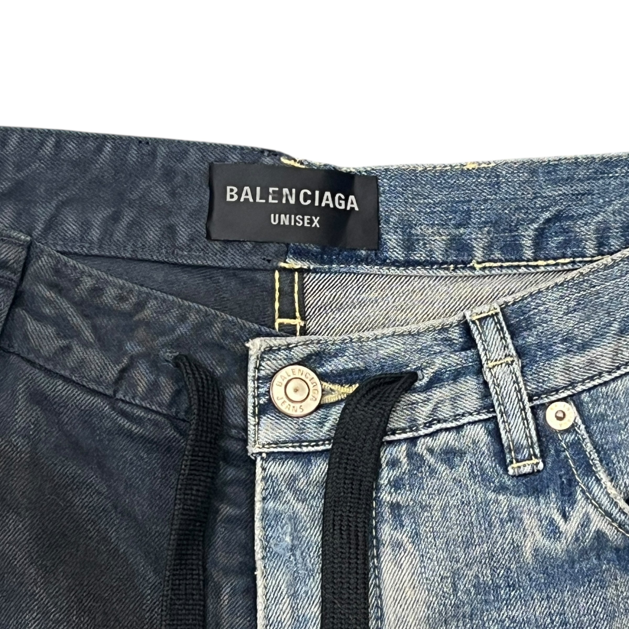 SEVENSTARCLOTHING - BALENCIAGA 2024 Fall Bicolor Asymmetry Denim
