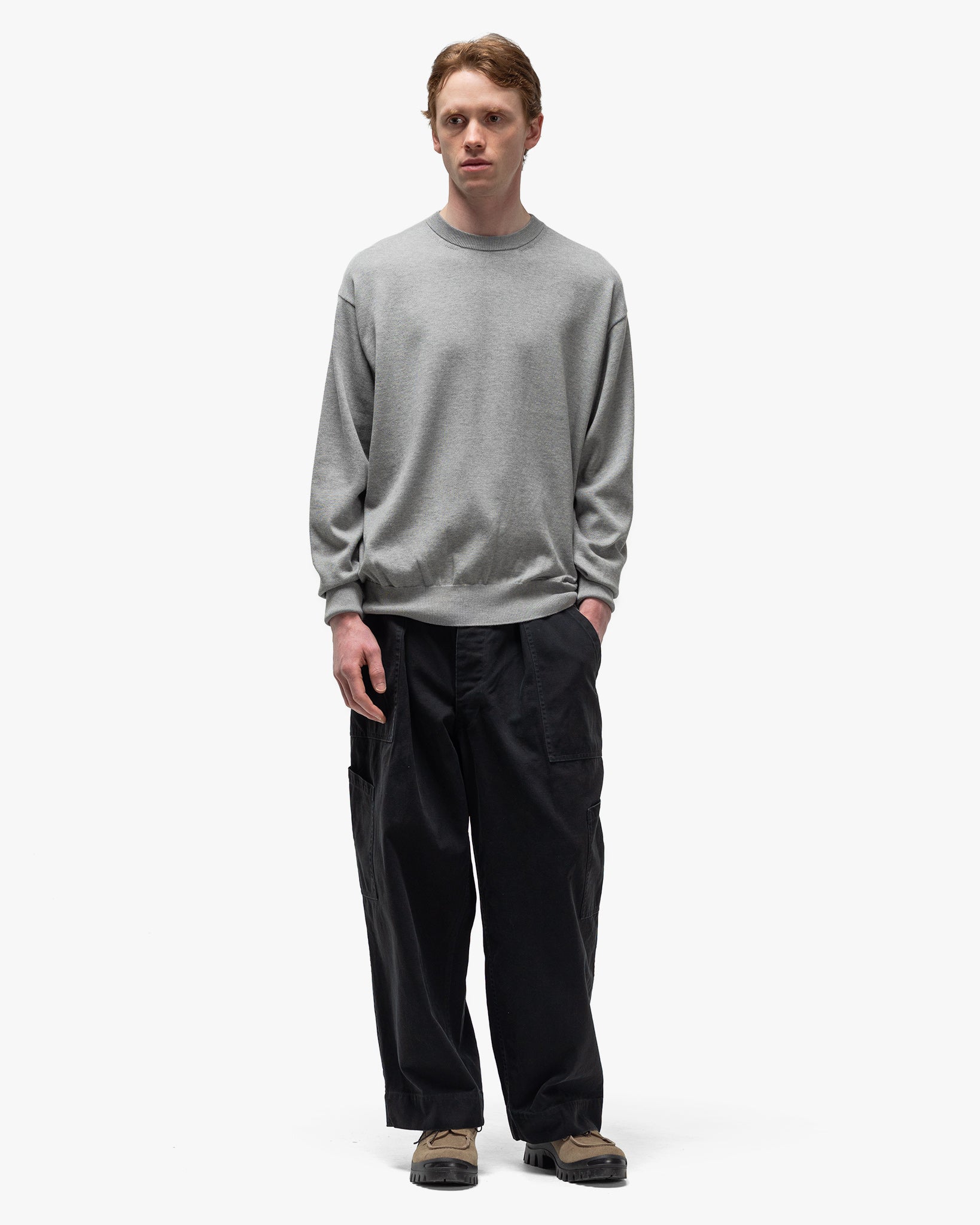 A.PRESSE Cotton Knit L/S T-Shirt Grey | HAVEN