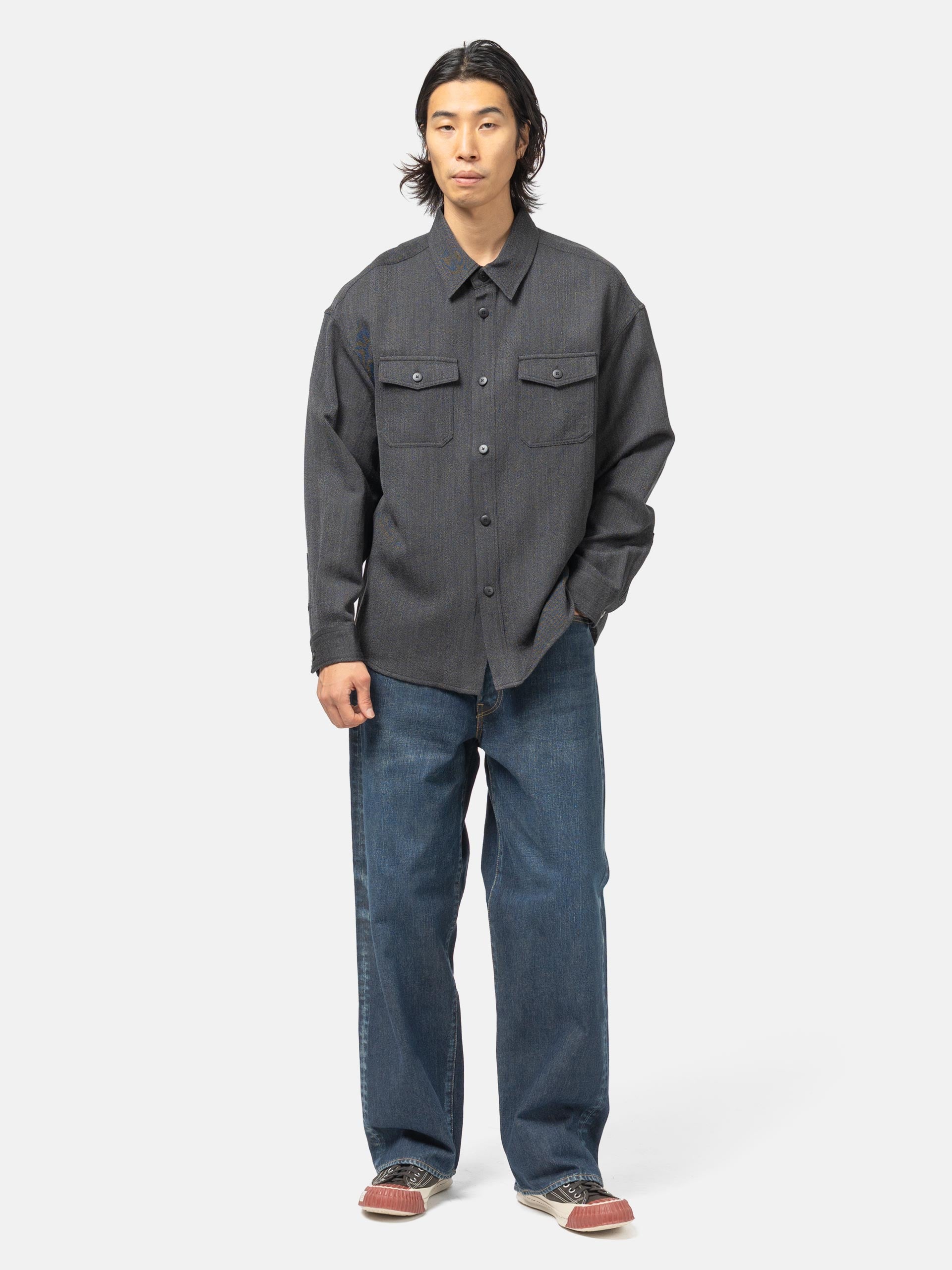 WTAPS OBJ / LS / POLY. Fleece Charcoal | HAVEN