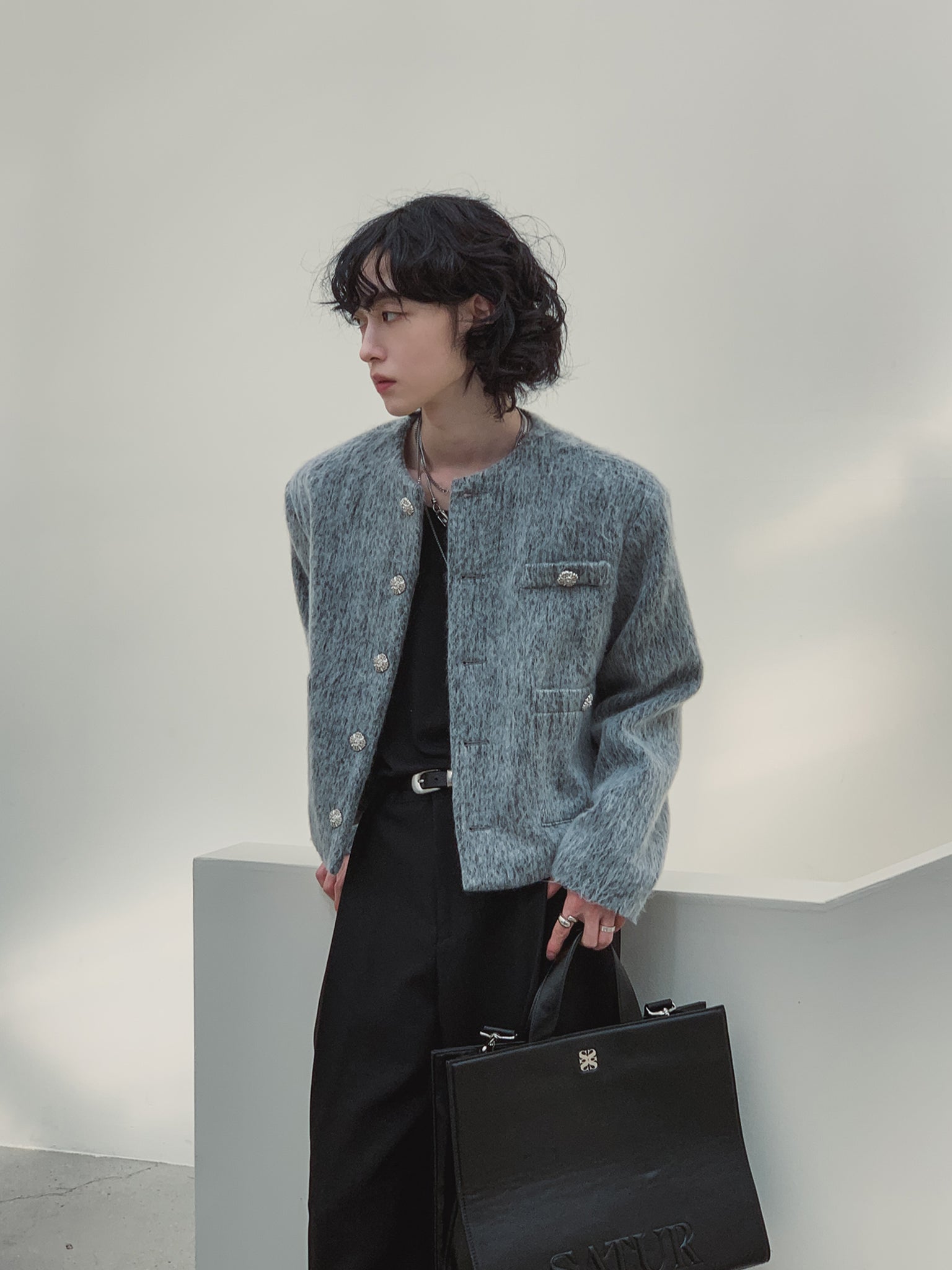 ジョイボタンモヘアクロップジャケット - 2PLAN | 60% - アジア