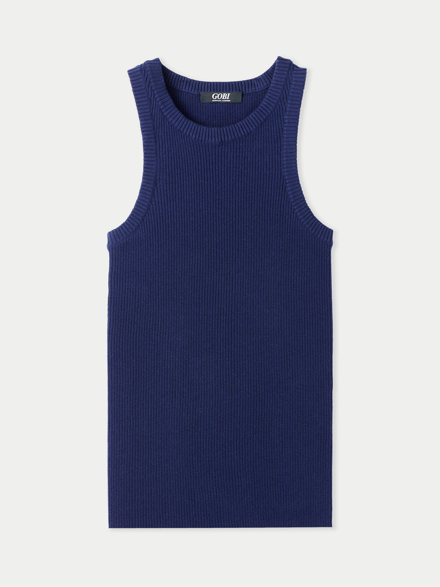 Women's Ribbed Cotton Silk Cashmere Tank Top in Navy | GOBI US