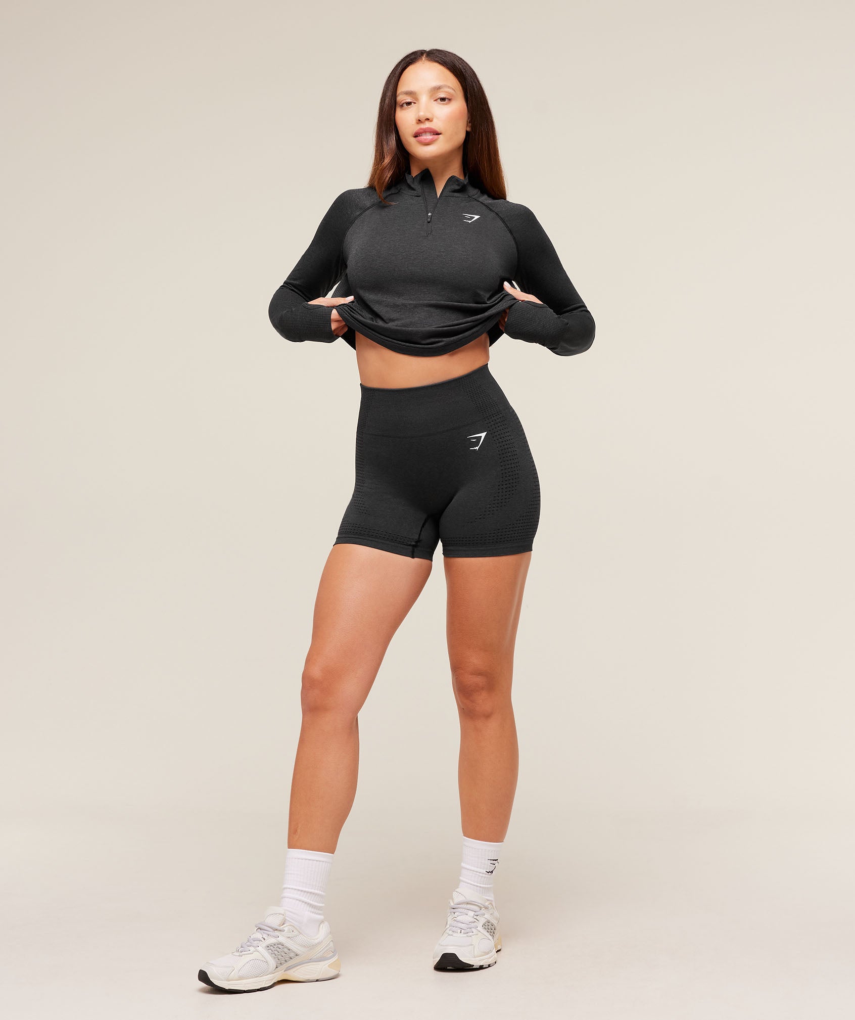 Gymshark Vital 1/4 Zip - Black Marl | Gymshark