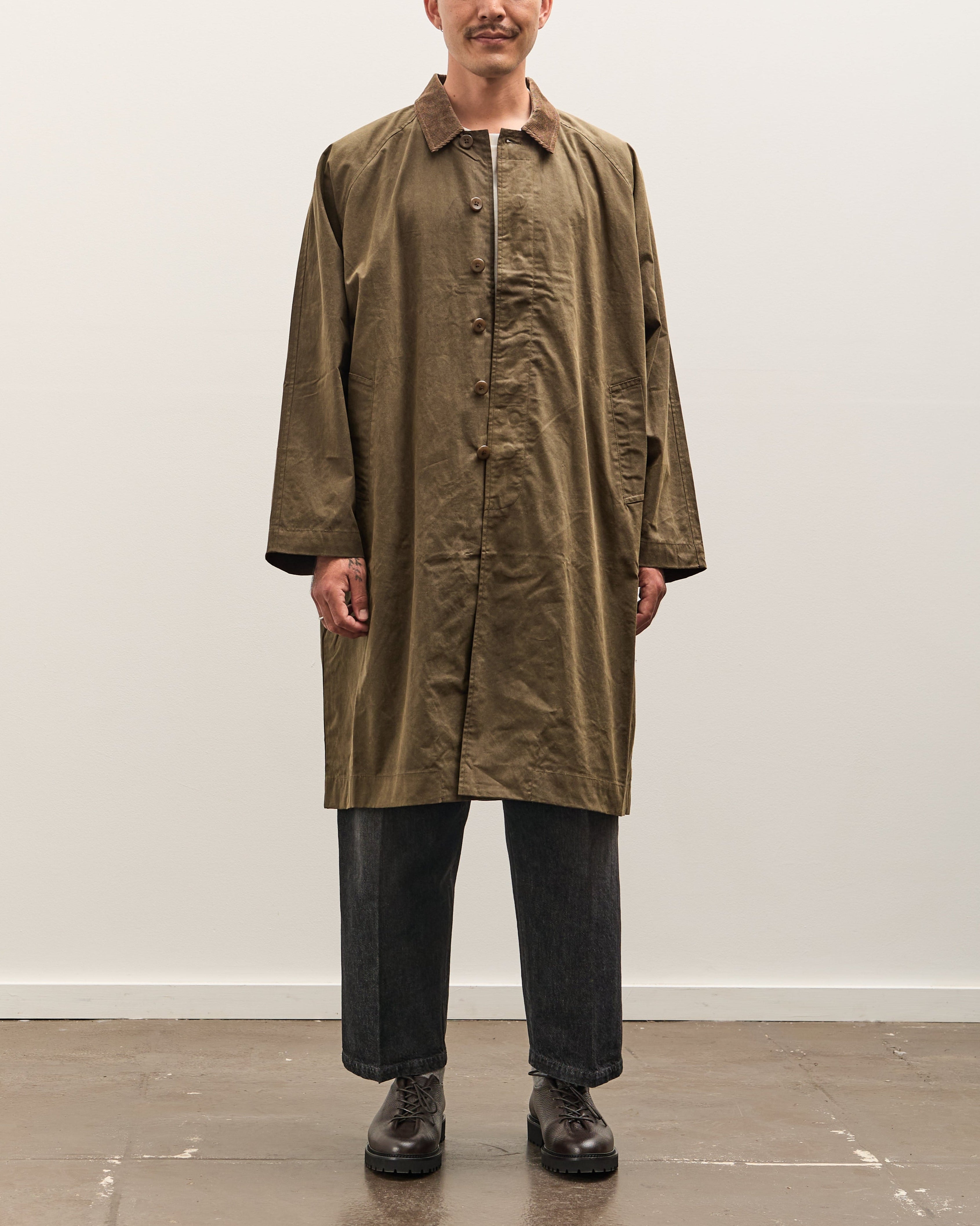 7115 by Szeki Signature Duster Coat Unisex, Olive Brown – Glasswing