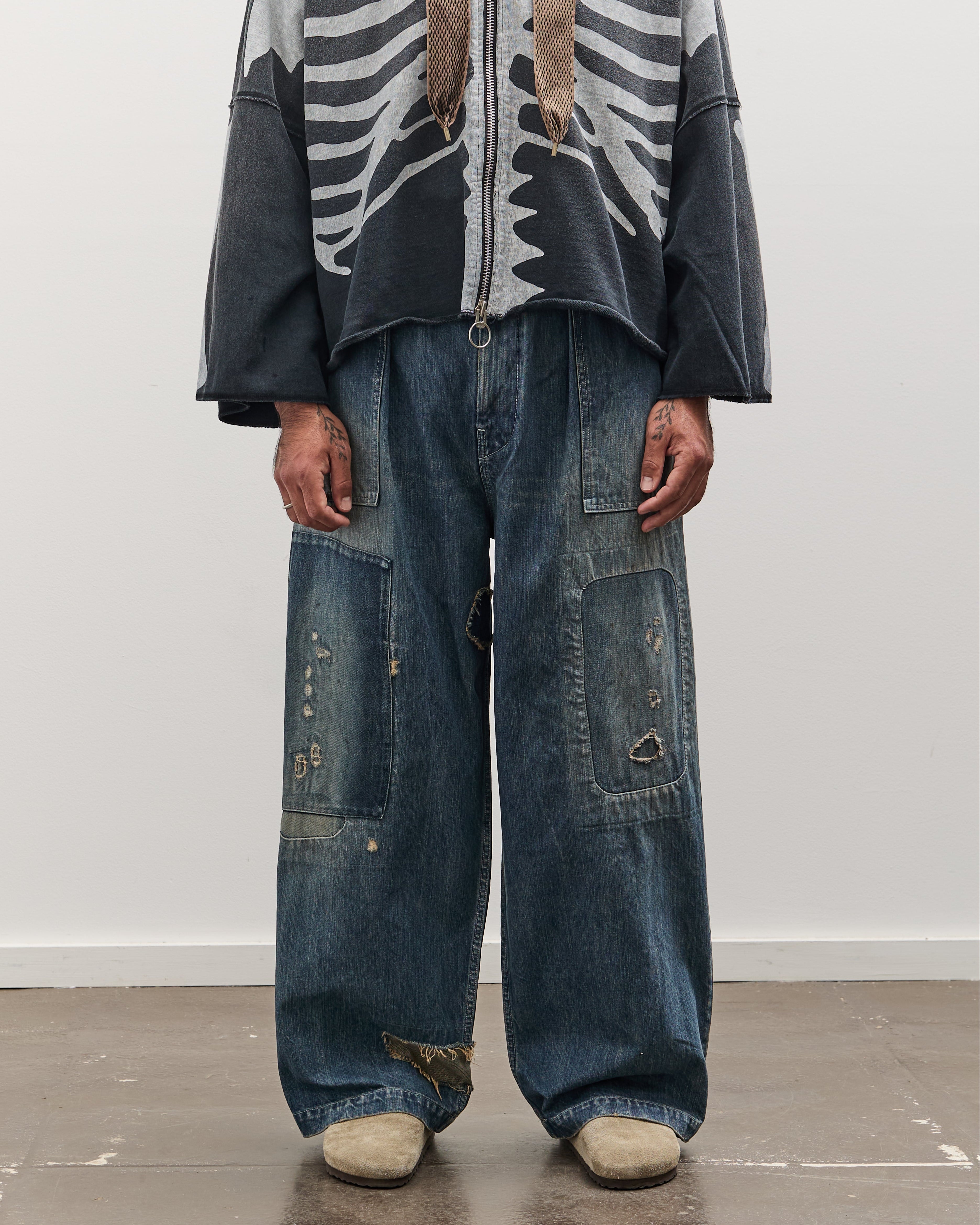 Kapital 14oz Denim FATIGUE Baggy Pants (RUSHFIELD Remake), PRO