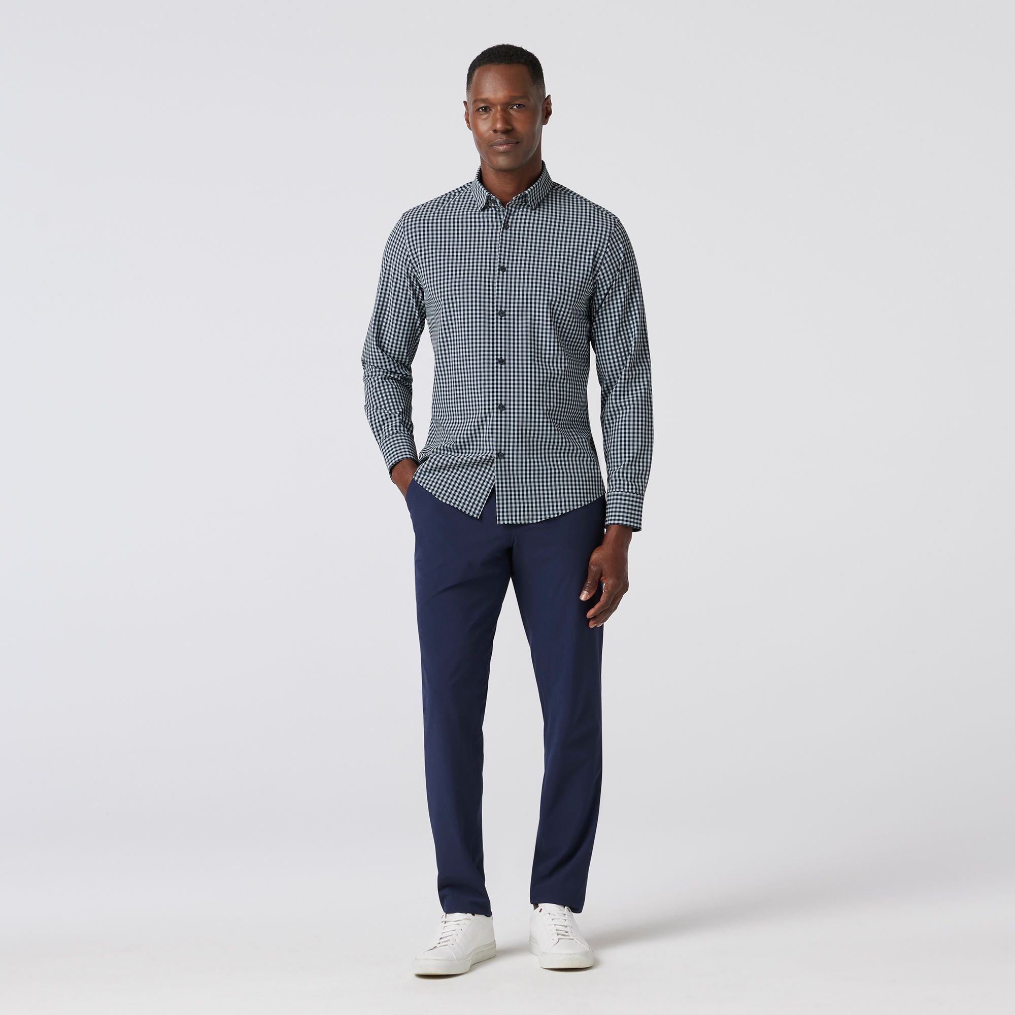 Aluminum Gingham Leeward No Tuck Dress Shirt | Mizzen+Main