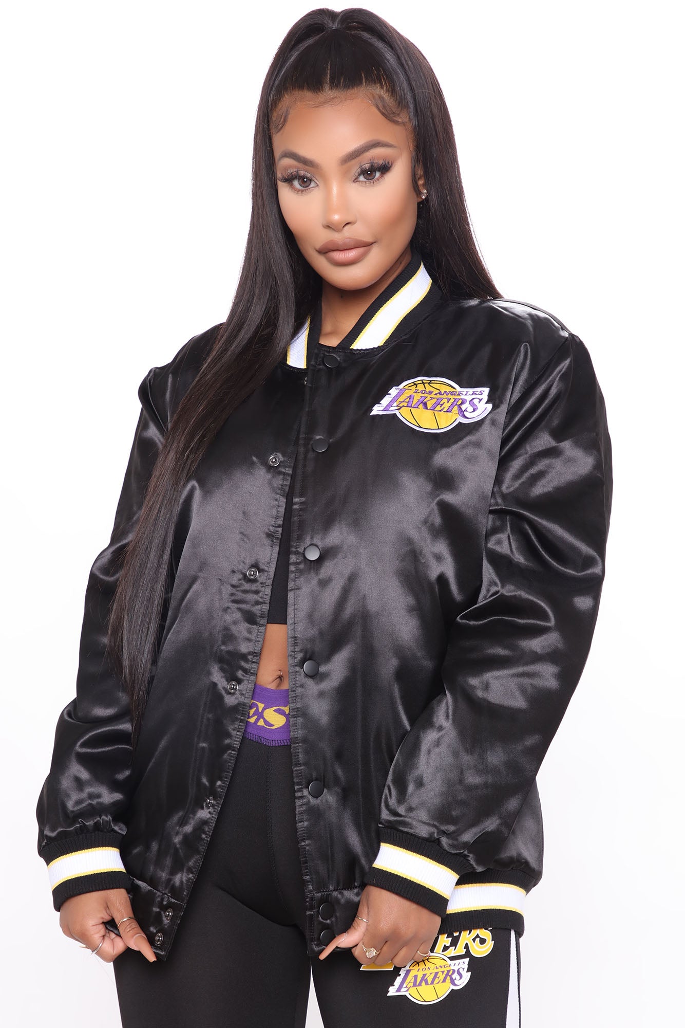 NBA Slam Dunk Lakers Bomber Jacket - Black | Fashion Nova