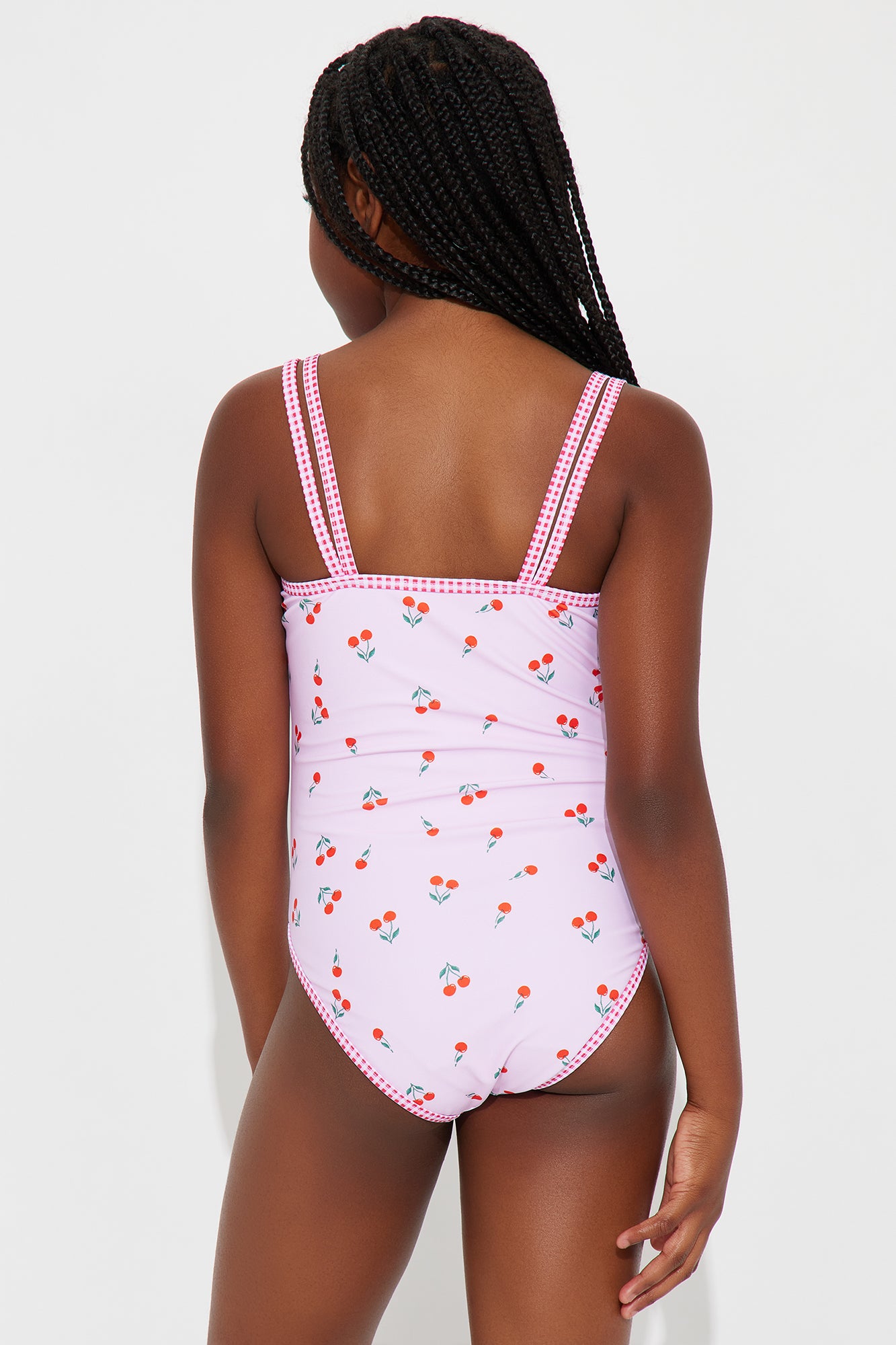 Mini Cerise Cherry & Gingham 1 Piece Swimsuit - Pink/combo