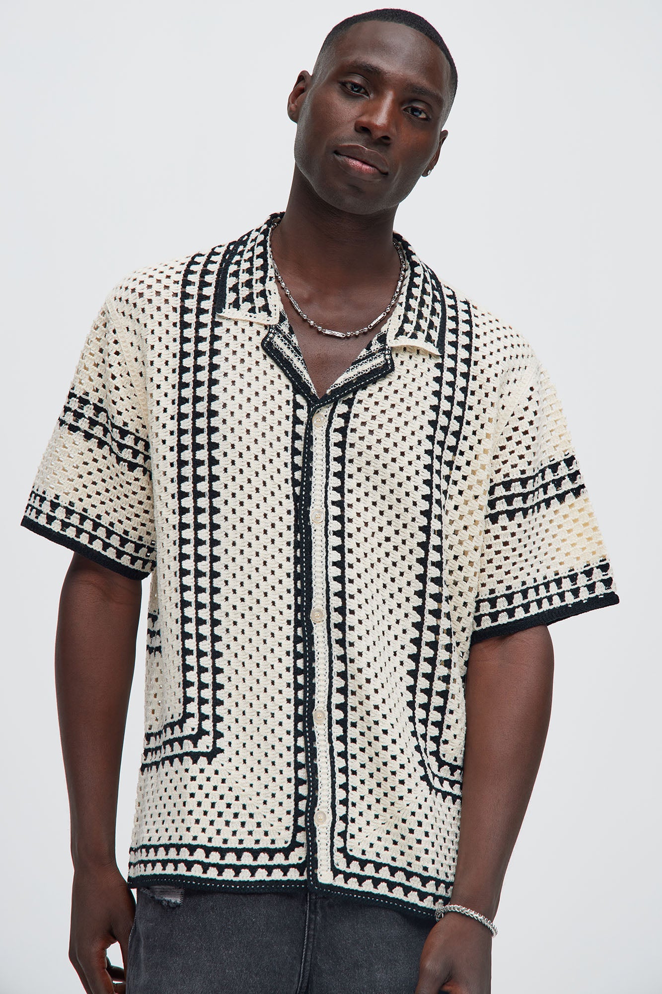 Allston Crochet Knit Shirt - Off White | Fashion Nova